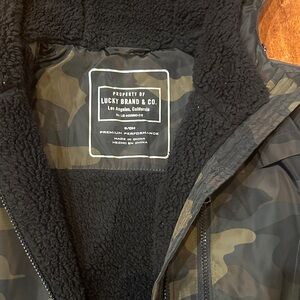 Lucky Brand Black and Brown Camouflage Jacket